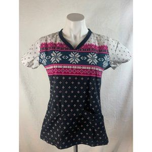 White Cross Winter Snowflake Christmas SMALL Scrub Top